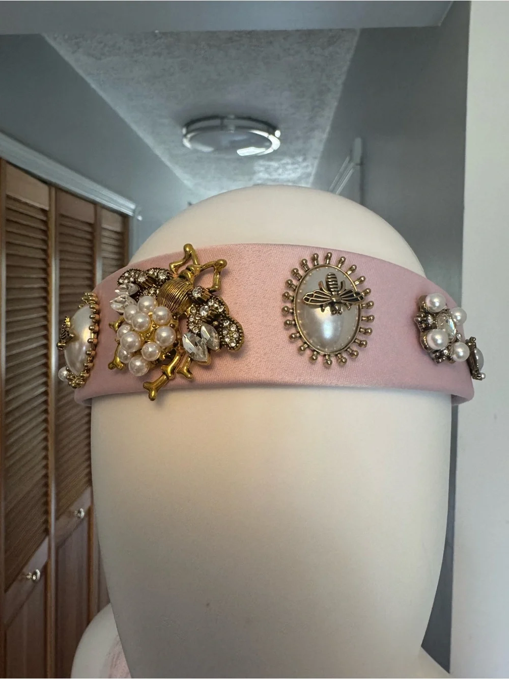 Aratta Silent Journey Embellished pink Pearl & Crystal Headband - Designer Style